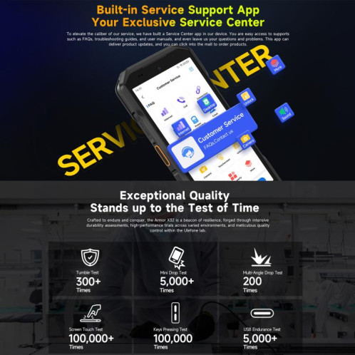  Téléphone robuste Ulefone Armor X32, 6 Go 128 Go, vision nocturne, écran 5,65 pouces, Android 14, MediaTek Helio G91 Octa Core, réseau : 4G, NFC, OTG (orange) SU892E856-010